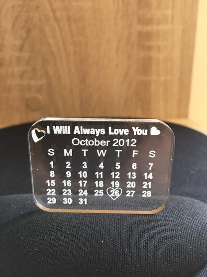 Kalender-Schlüsselanhänger, Personalisiert, Passen Sie Ihren Text, Ihr Wort, für jeden Anlass an