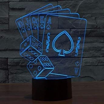 Casino Poker Dice Light 3D Illusion ,Smart APP Control 3D Illusion Night Light Bluetooth,Music,7&16M Color Mobile App,Can be personalised