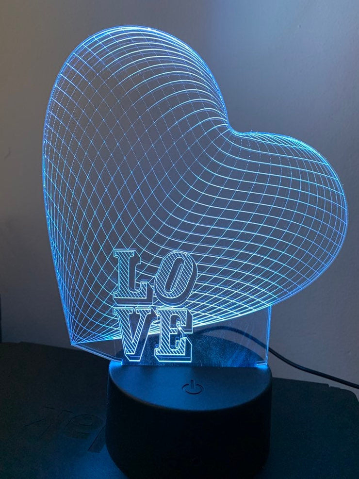 Big Heart love led lamp,Personalized 3D Illusion Smart APP Control 3D Illusion Night Light Bluetooth,Music,7&16M Color Mobile App