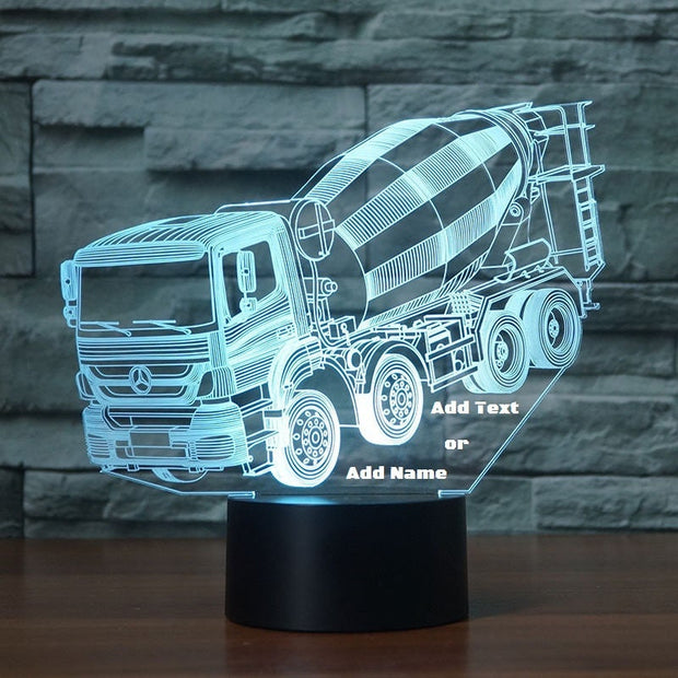 Concrete Mixer Truck 3D Illusion Smart APP Control 3D Illusion Night Light Bluetooth,Music,7&16M Color Mobile App,Made in UK