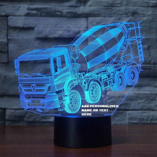 Concrete Mixer Truck 3D Illusion Smart APP Control 3D Illusion Night Light Bluetooth,Music,7&16M Color Mobile App,Made in UK