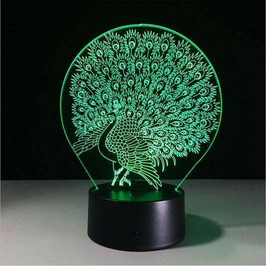 Peacock 3D Illusion Smart APP Control 3D Illusion Night Light Bluetooth,Music,7&16M Color Mobile App,Made in UK