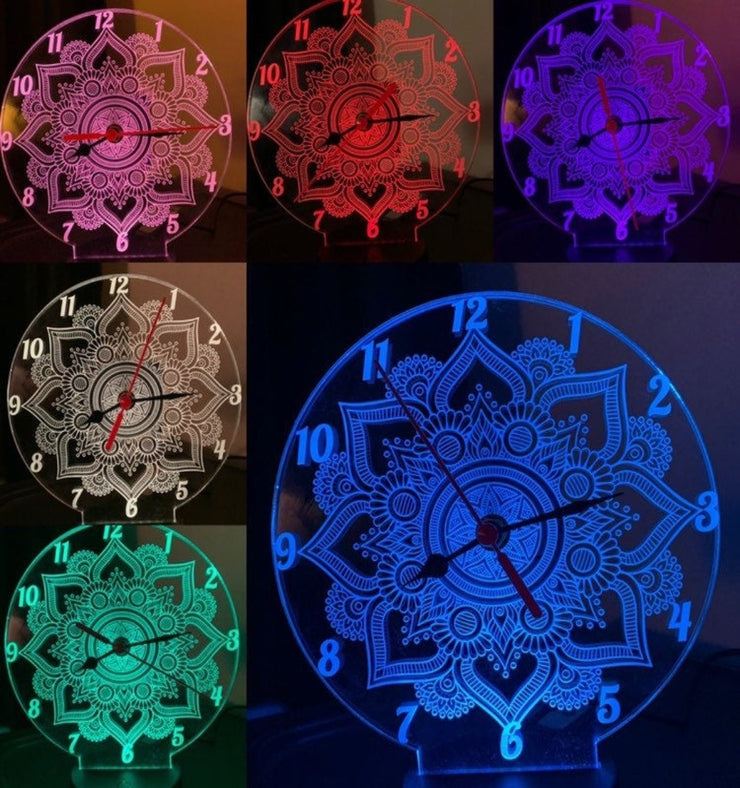 Mandala Real Clock  3D Illusion Smart APP Control 3D Illusion Night Light Bluetooth,Music,7&16M Color Mobile App,Made in UK