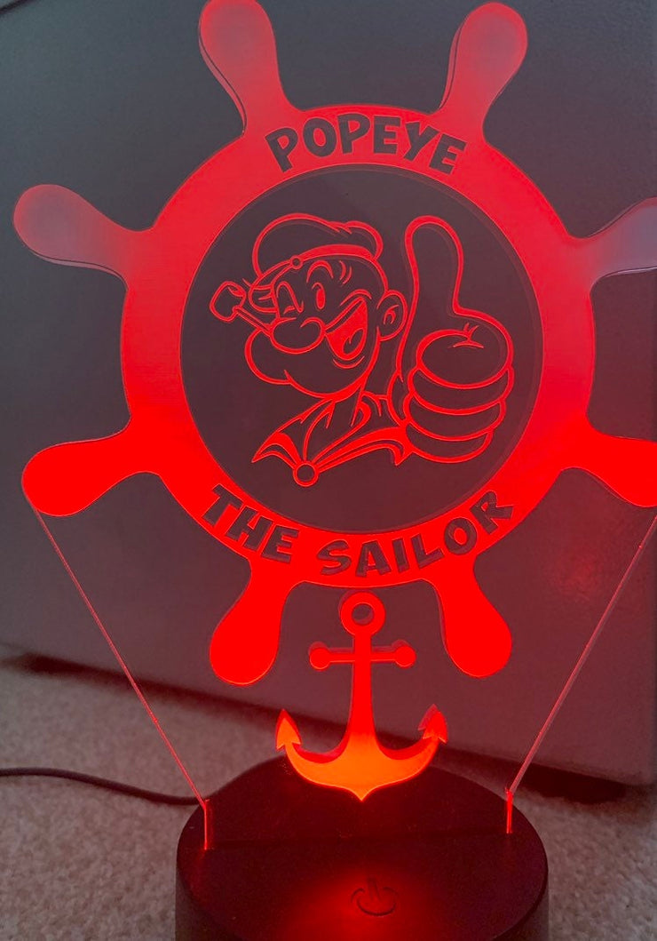 Popeye The Saylor 3D Illusion Smart APP Control 3D Illusion Night Light Bluetooth,Music,7&16M Color Mobile App,Made in UK