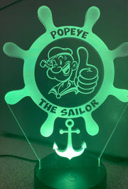 Popeye The Saylor 3D Illusion Smart APP Control 3D Illusion Night Light Bluetooth,Music,7&16M Color Mobile App,Made in UK