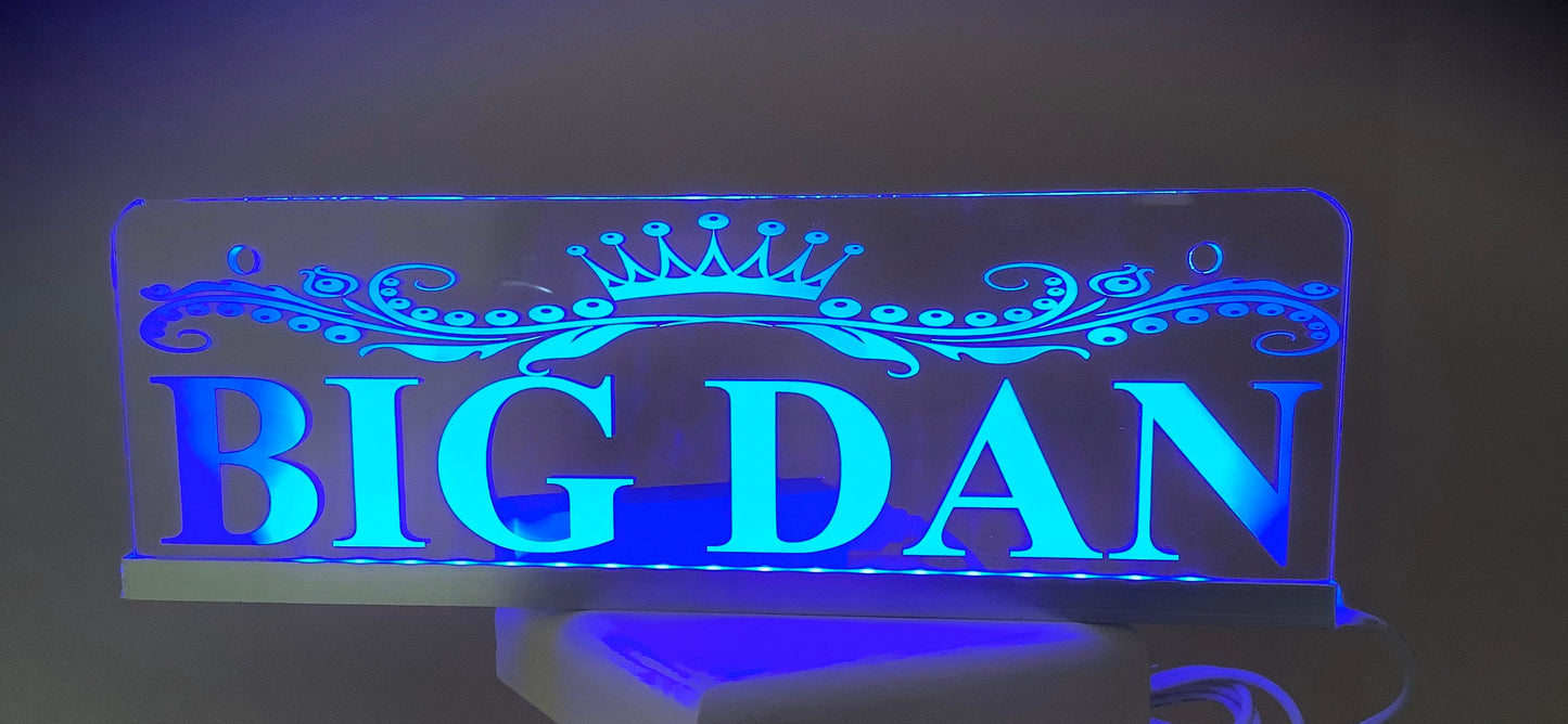 Custom Truck Interior LED Name Plate – Engraved RGB USB Light with App & Remote Control – 12V/24V