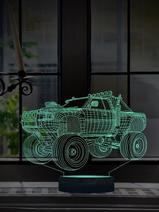Monster Truck 3D Illusion Smart APP Control 3D Illusion Nachtlicht Bluetooth, Musik, 7 &amp; 16M Farbe Mobile App, Hergestellt in Großbritannien