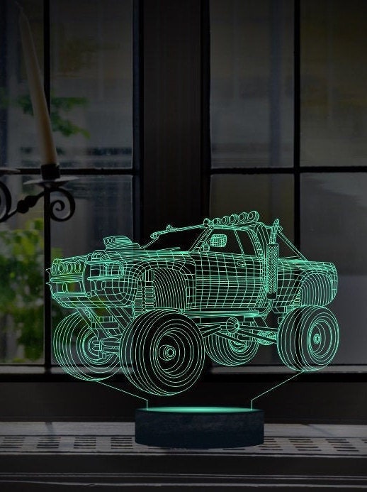 Monster Truck 3D Illusion Smart APP Control 3D Illusion Night Light Bluetooth,Music,7&16M Color Mobile App,Made in UK