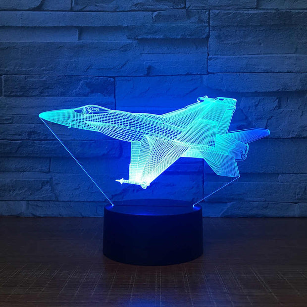 Fighter Jet Plane 3D Illusion Smart APP Control 3D Illusion Night Light Bluetooth,Music,7&16M Color Mobile App,Made in UK