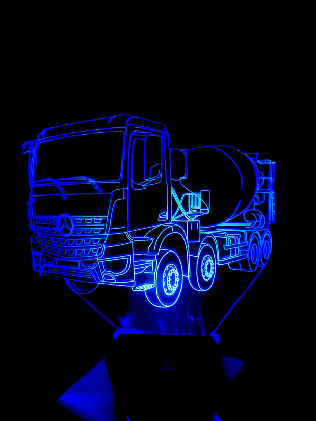 Concrete Mixer Ready Mix Truck 3D Illusion Smart APP Control 3D Illusion Night Light Bluetooth,Music,7&16M Color Mobile App,Made in UK