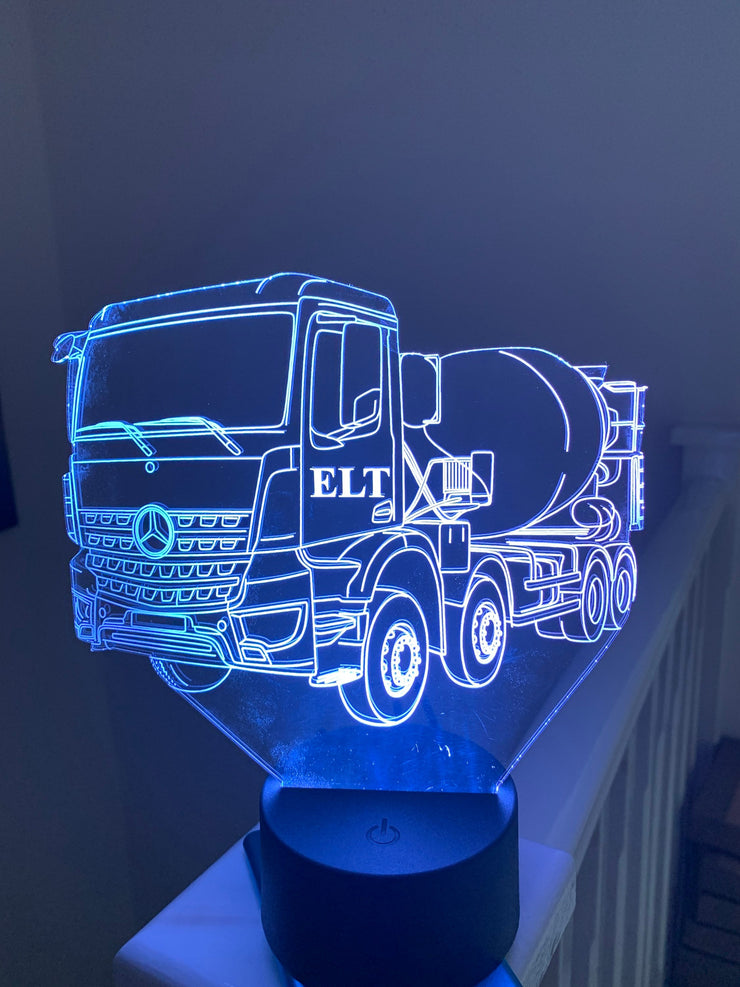 Concrete Mixer Ready Mix Truck 3D Illusion Smart APP Control 3D Illusion Night Light Bluetooth,Music,7&16M Color Mobile App,Made in UK