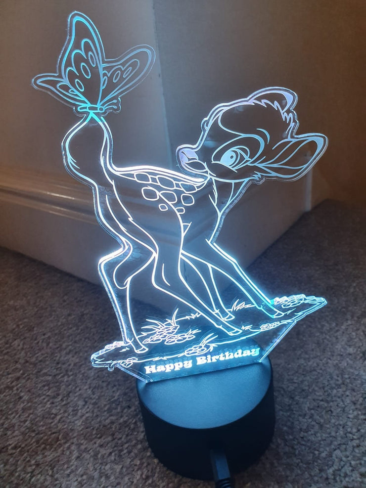 Disney Bambi Personalized 3D Illusion Smart APP Control 3D Illusion Night Light Bluetooth,Music,7&16M Color Mobile App,Made in UK