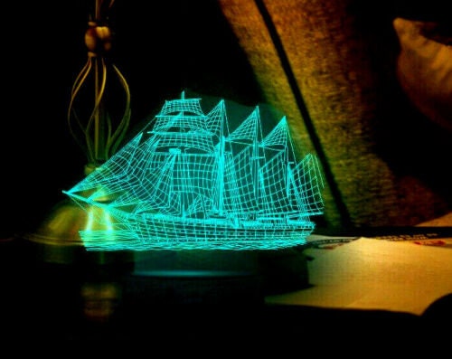 Segelschiff 3D-Illusion Smart APP Control 3D-Illusion Nachtlicht Bluetooth, Musik, 7 &amp; 16M Farbe Mobile App, Hergestellt in Großbritannien