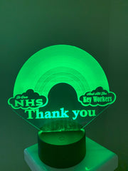 Rainbow Thank you NHS 3D led Lamp Can be personalised,15 Colour changing LED Lamp With Remote Controller Handmade in UK