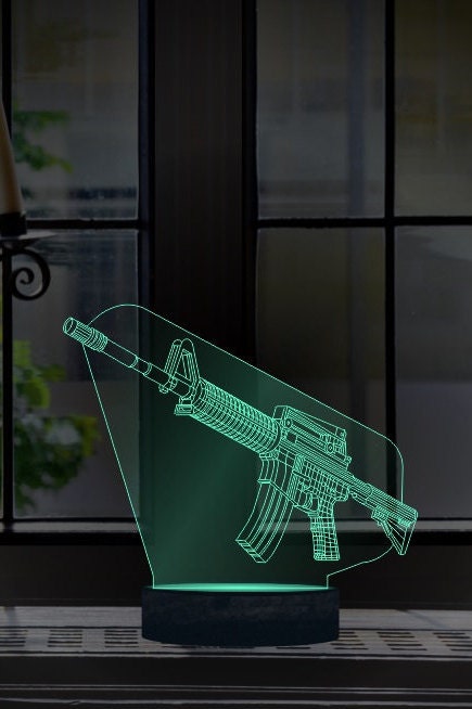 Gun Model M4,3D Illusion Smart APP Control 3D Illusion Night Light Bluetooth,Music,7&16M Color Mobile App,Made in UK