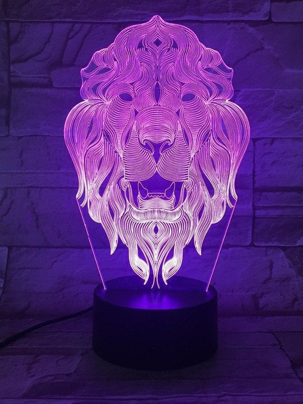 Lion Head 3D Illusion Smart APP Control 3D Illusion Night Light Bluetooth,Music,7&16M Color Mobile App,Made in UK