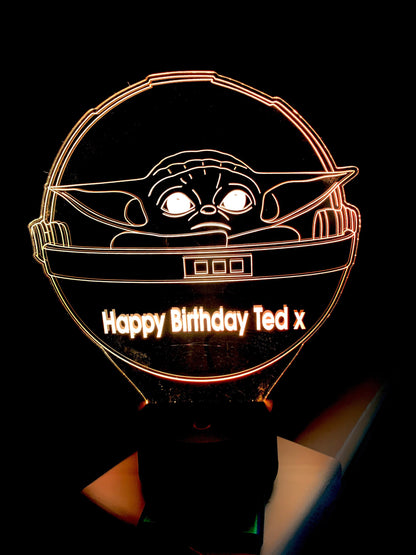 Baby Yoda 3D Illusion Smart APP Control 3D Illusion Night Light Bluetooth,Music,7&16M Color Mobile App,Made in UK