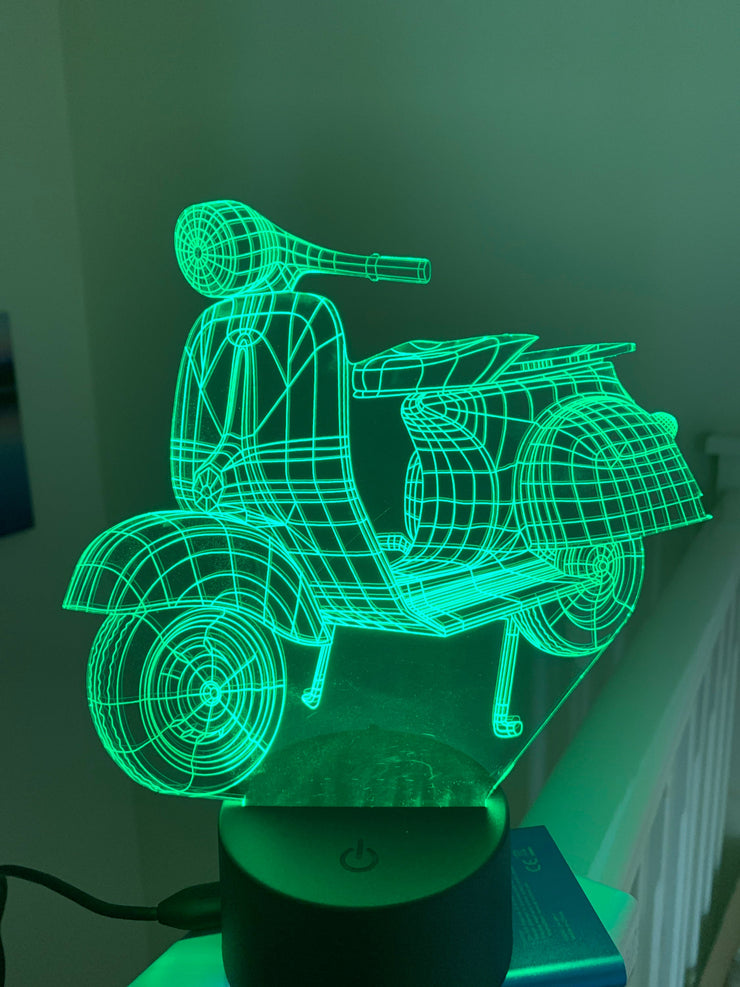 Scooter Vespa 3D Illusion Smart APP Control 3D Illusion Night Light Bluetooth,Music,7&16M Color Mobile App,Made in UK