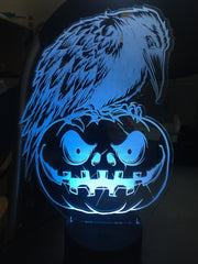 Halloween-Lampe, personalisierte 3D-Illusion, 15 farbwechselnde LED-Lampen mit Fernbedienung, handgefertigt in Großbritannien, Text oder Namen hinzufügen