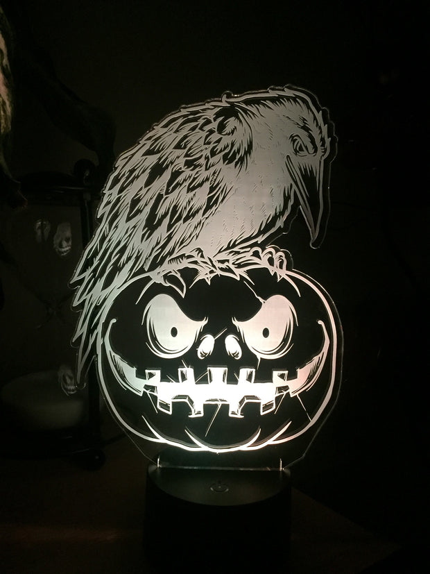 Halloween-Lampe, personalisierte 3D-Illusion, 15 farbwechselnde LED-Lampen mit Fernbedienung, handgefertigt in Großbritannien, Text oder Namen hinzufügen