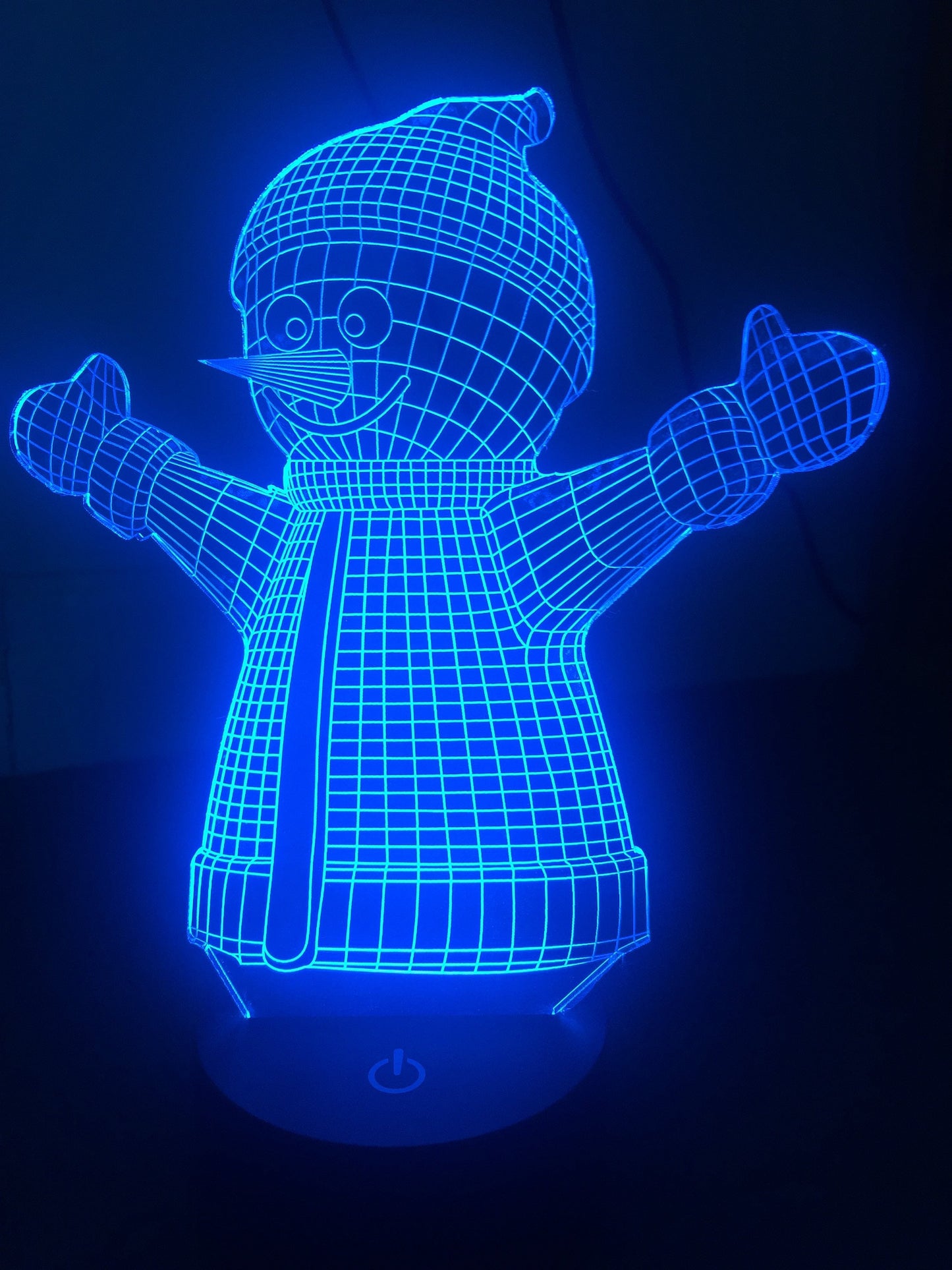 Happy Snowman 3d led lamp ,Personalized 3D Illusion ,15 Colors changing LED Lamps With Remote Controller,Handmade in UK,Add text or name