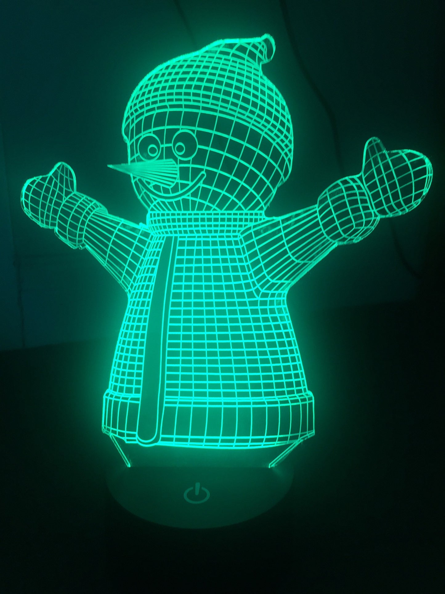Happy Snowman 3d led lamp ,Personalized 3D Illusion ,15 Colors changing LED Lamps With Remote Controller,Handmade in UK,Add text or name