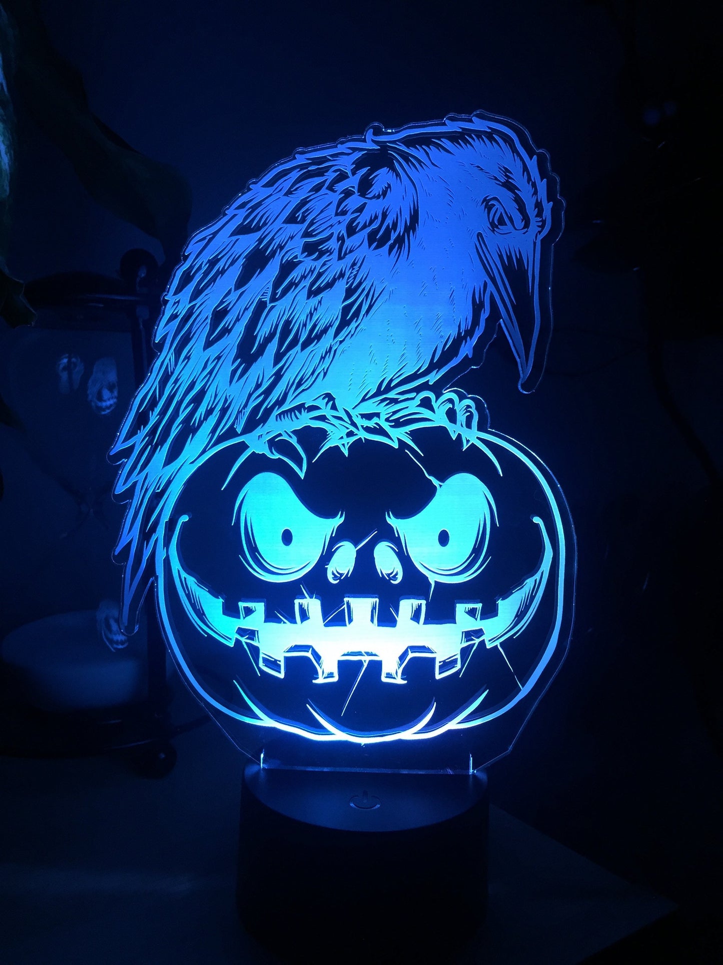 Halloween lamp ,Personalized 3D Illusion ,15 Colors changing LED Lamps With Remote Controller,Handmade in UK,Add text or name