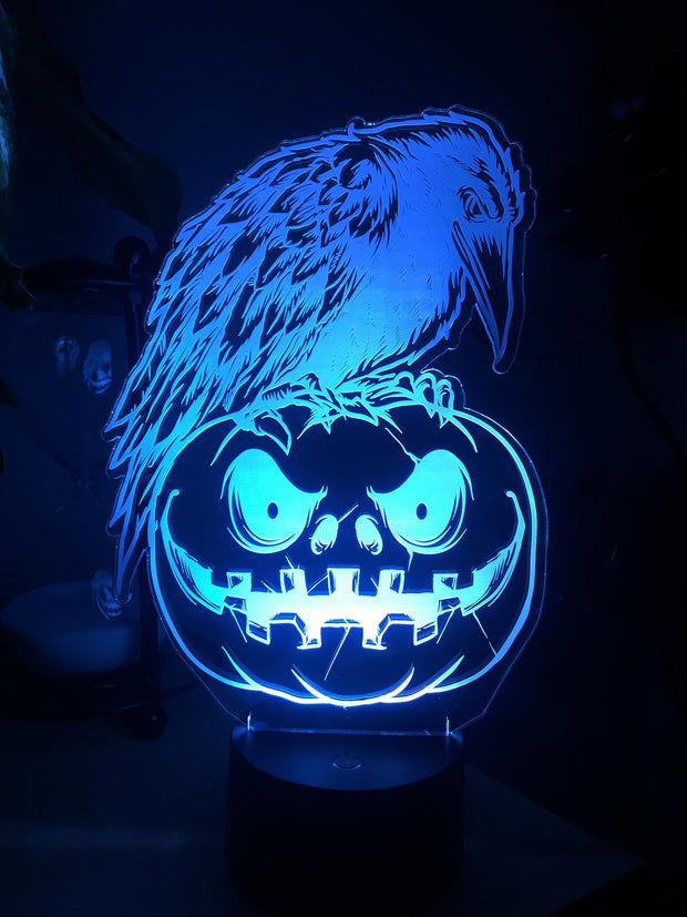 Halloween-Lampe, personalisierte 3D-Illusion, 15 farbwechselnde LED-Lampen mit Fernbedienung, handgefertigt in Großbritannien, Text oder Namen hinzufügen