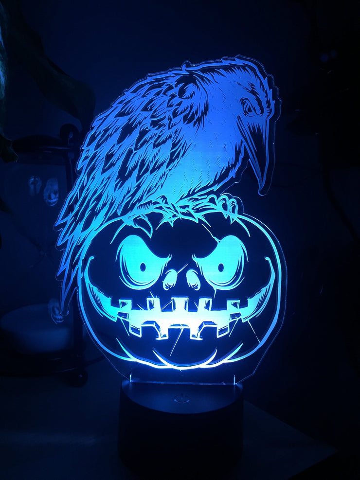 Halloween lamp ,Personalized 3D Illusion ,15 Colors changing LED Lamps With Remote Controller,Handmade in UK,Add text or name