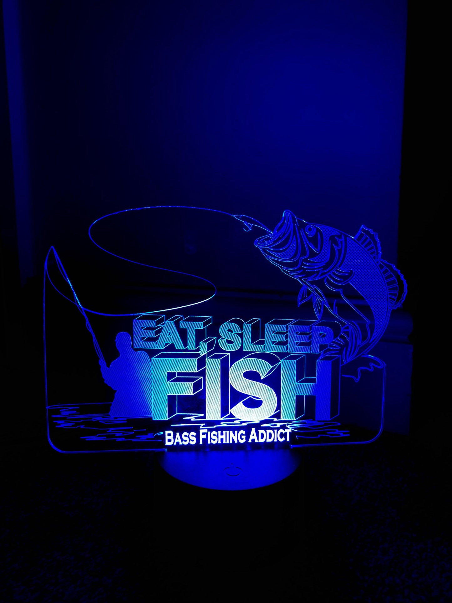 Eat,Sleep,Fish,Fishing 3D Illusion Smart APP Control 3D Illusion Night Light Bluetooth,Music,7&16M Color Mobile App,Made in UK
