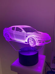 Mazda RX8,3D led Lamp RGB, Can be personalised,15 Colour changing Led Lamp With Remote Controller Handmade in UK