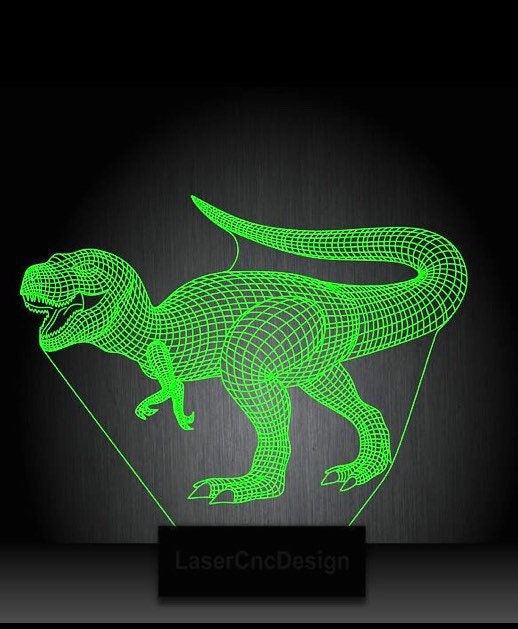 Dinosaurus 3D Illusion Smart APP Control 3D Illusion Night Light Bluetooth,Music,7&16M Color Mobile App,Made in UK