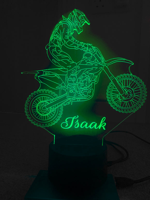 Dirt Bike Motorcycle, 3D Illusion Smart APP Control 3D Illusion Night Light Bluetooth,Music,7&16M Color Mobile App,Made in UK