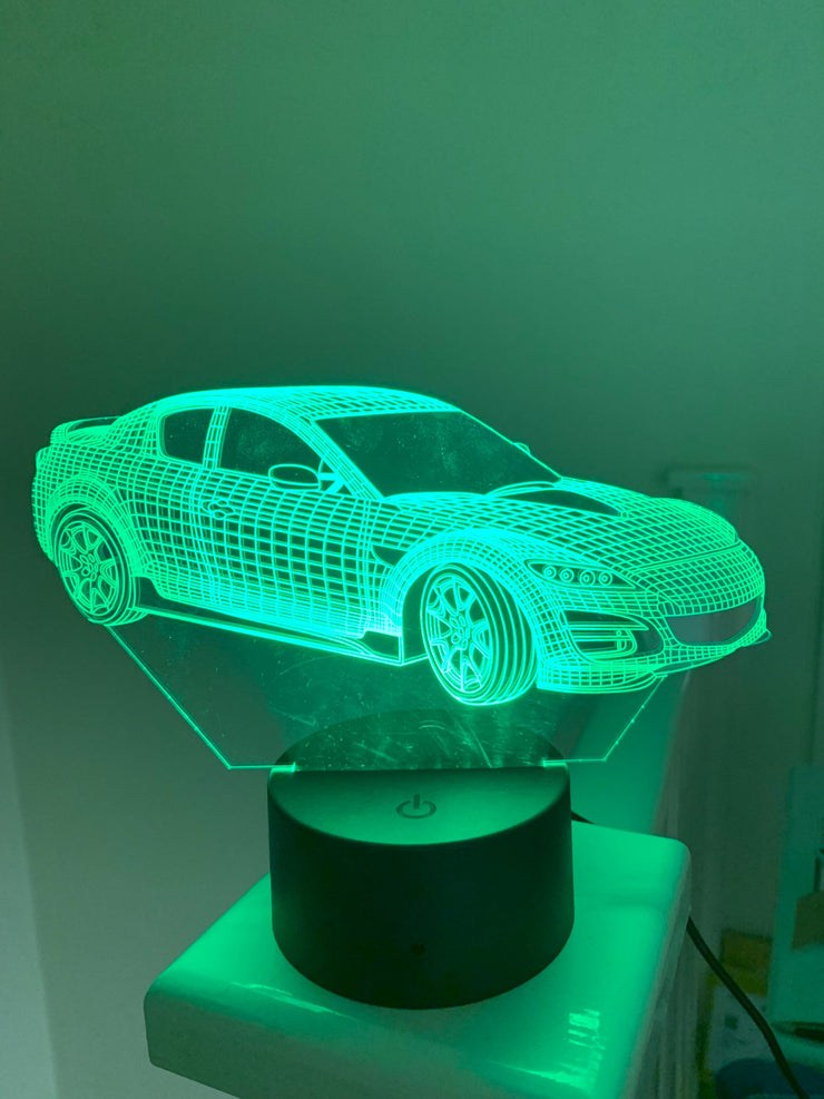 Mazda RX8,3D led Lamp RGB, Can be personalised,15 Colour changing Led Lamp With Remote Controller Handmade in UK