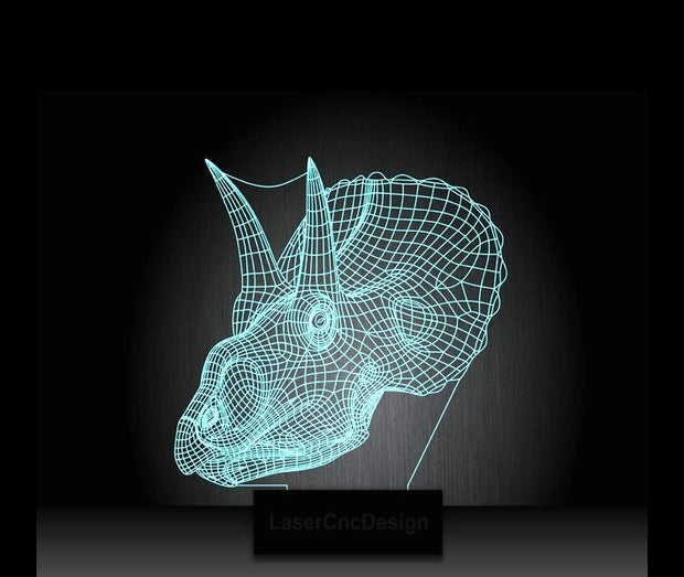 Triceratops Head Personalized 3D Illusion Smart APP Control 3D Illusion Night Light Bluetooth,Music,7&16M Color Mobile App,Made in UK