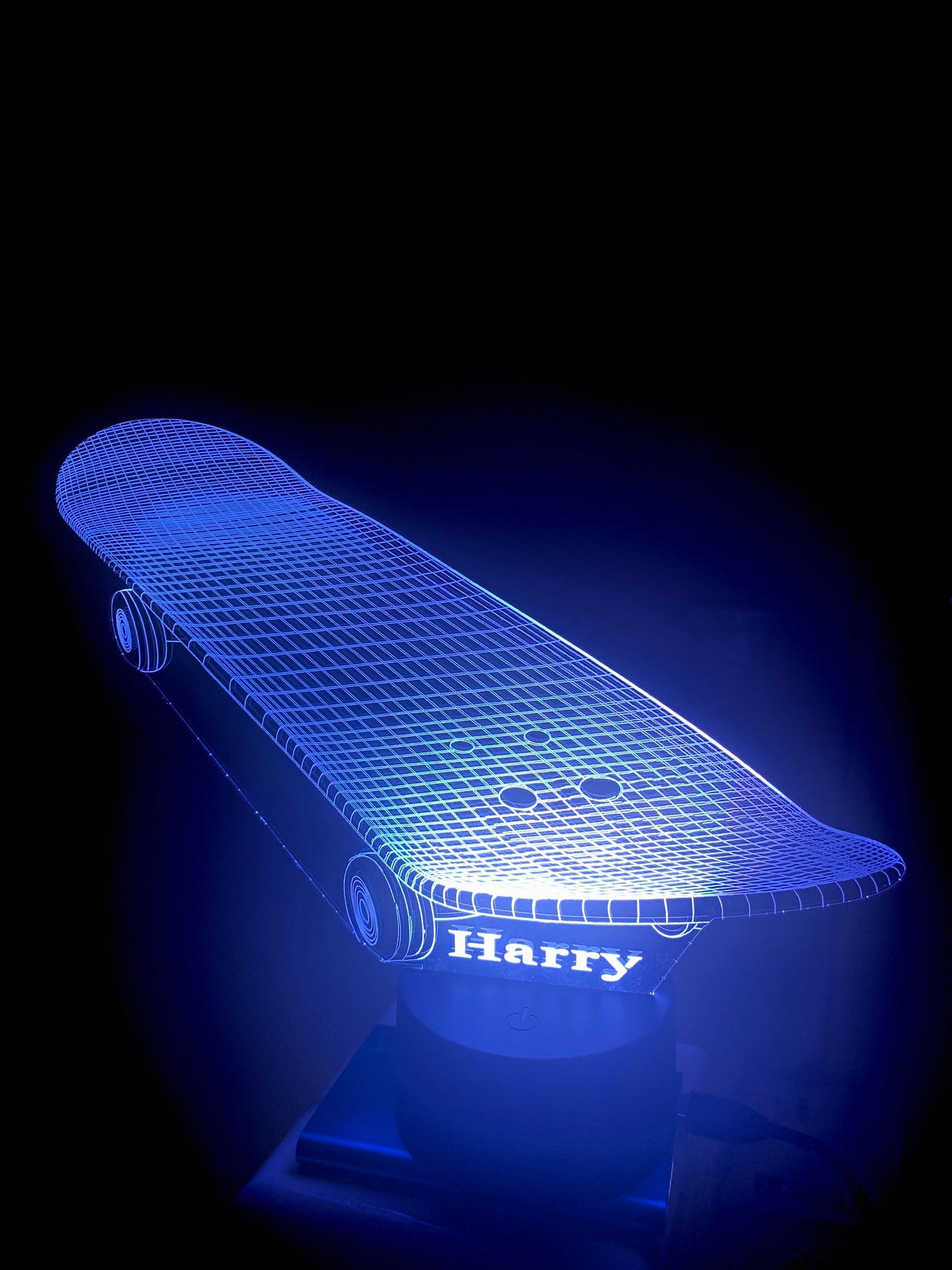 Skateboard 3D led Lamp RGB, Can be personalised,15 Colour changing LED Lamp With Remote Controller Handmade in UK