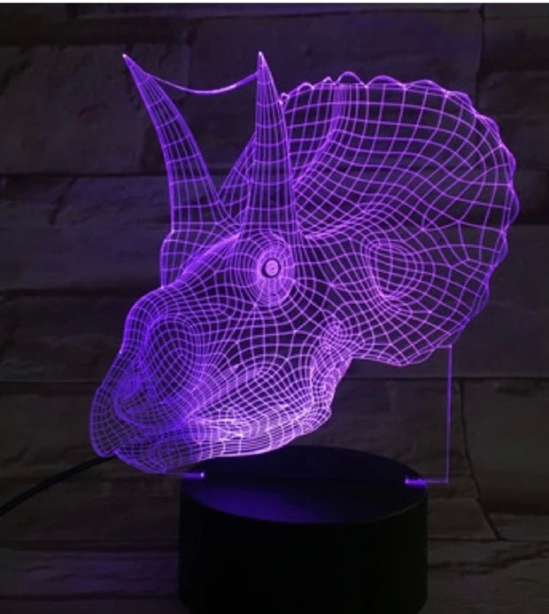 Triceratops Head Personalized 3D Illusion Smart APP Control 3D Illusion Night Light Bluetooth,Music,7&16M Color Mobile App,Made in UK