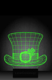 St Patrick's Leprechaun Top Hat Personalized 3D Illusion Smart APP Control 3D Illusion Night Light Bluetooth,Music,7&16M Color Mobile App