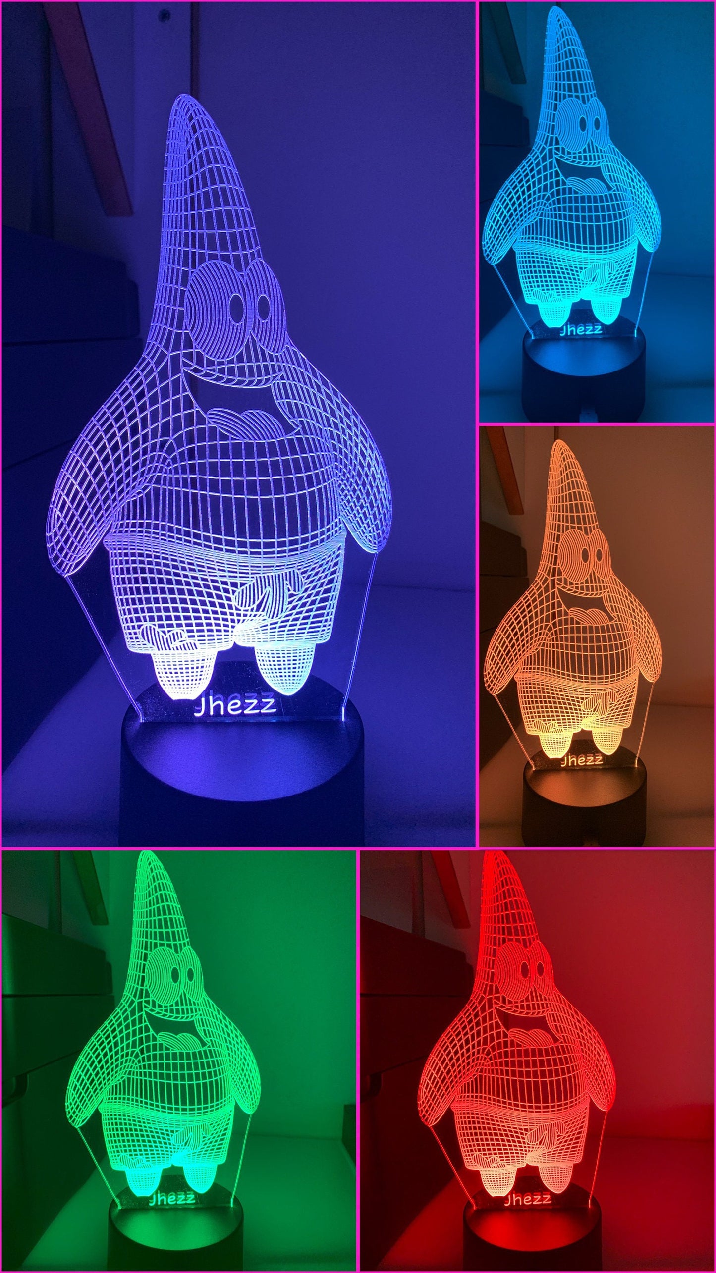 Patrick Star SpongeBob Personalisierte 3D-Illusion Intelligente APP-Steuerung 3D-Illusion-Nachtlicht Bluetooth, Musik, 7&amp;16M Farbe Mobile App, Hergestellt in Großbritannien