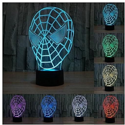 Spiderman Mask Personalized 3D Illusion Smart APP Control 3D Illusion Night Light Bluetooth,Music,7&16M Color Mobile App,Made in UK