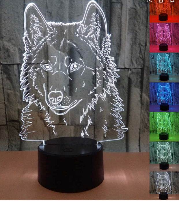 Wolf Muzzle Personalized 3D Illusion Smart APP Control 3D Illusion Night Light Bluetooth,Music,7&16M Color Mobile App,Made in UK