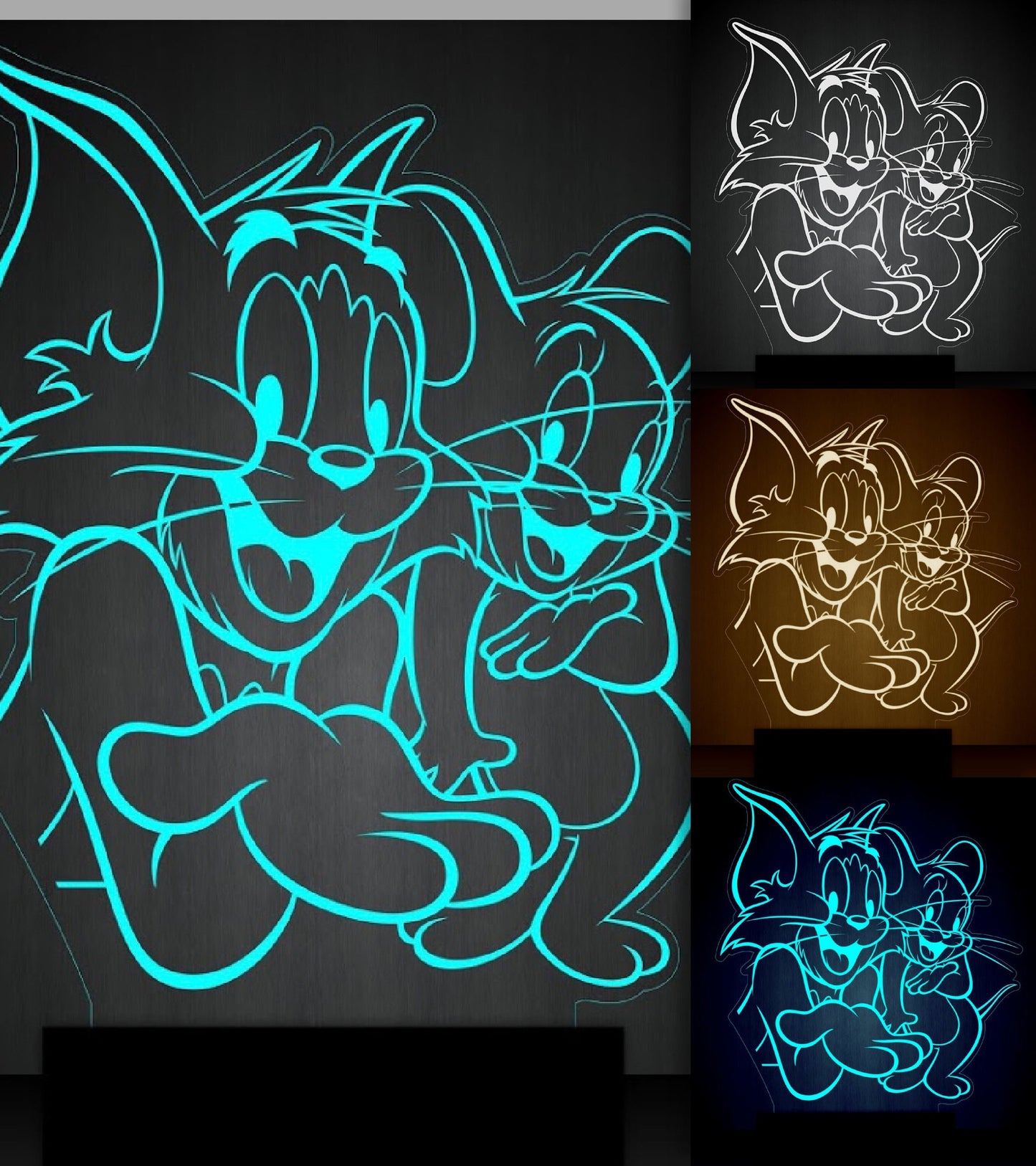 Tom und Jerry Personalisierte 3D-Illusion Intelligente APP-Steuerung 3D-Illusion-Nachtlicht Bluetooth, Musik, 7 &amp; 16 Mio. Farbe Mobile App, Hergestellt in Großbritannien