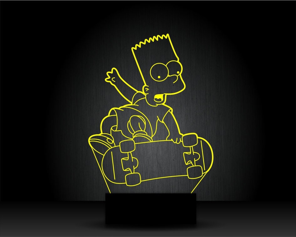 Bart Skateboarding Personalisierte 3D-Illusion Intelligente APP-Steuerung 3D-Illusion-Nachtlicht Bluetooth, Musik, 7 &amp; 16 Mio. Farbe, mobile App, hergestellt in Großbritannien
