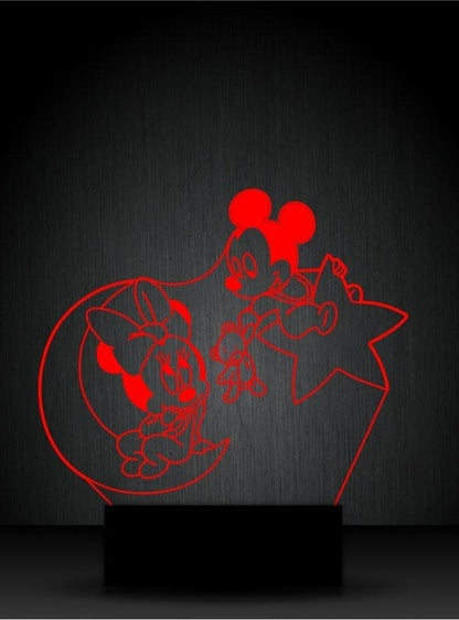 Mickey and Minnie Mouse Personalized 3D Illusion Smart APP Control 3D Illusion Night Light Bluetooth,Music,7&16M Color Mobile App,Made in UK