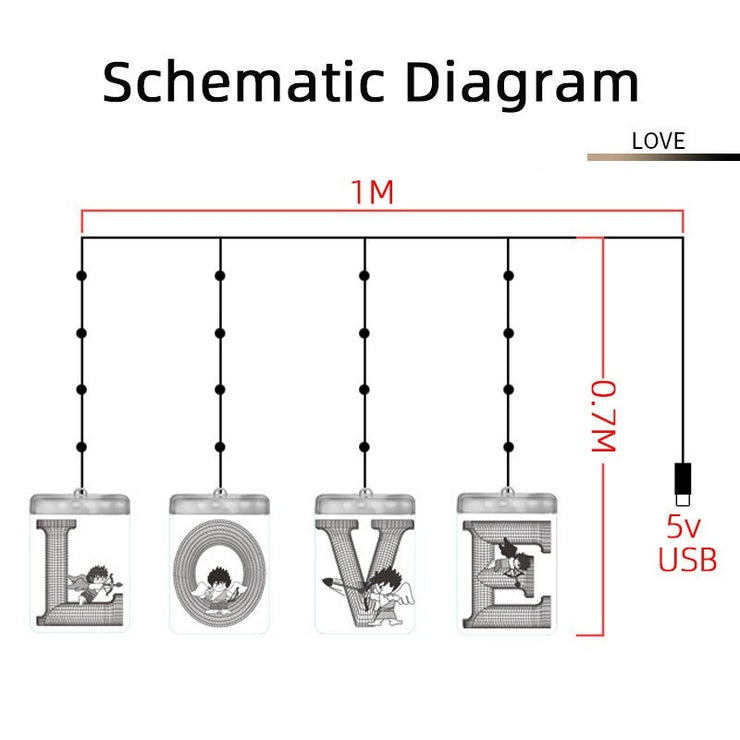 Love Luminous Letters Led Lights String USB Interface Night Lamp Romantic Party Home Decor String Lights