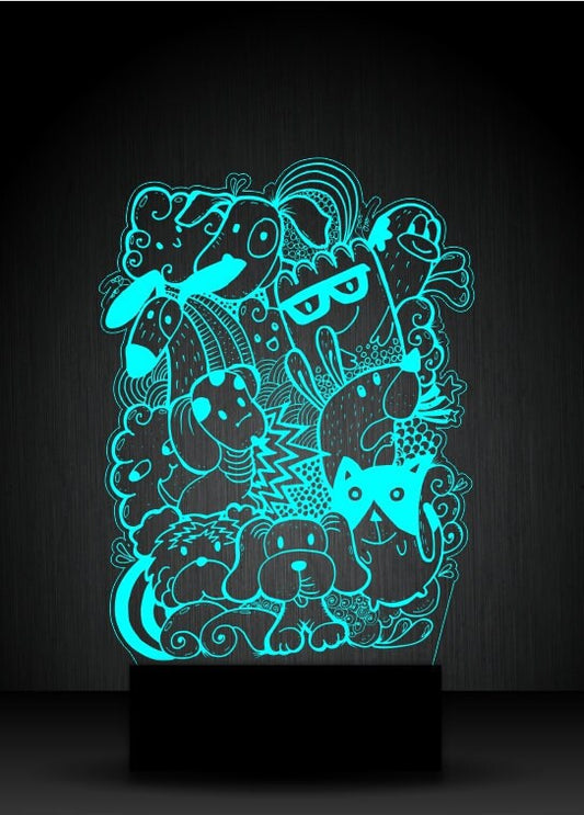 Doodle Cute Monsters Personalized 3D Illusion Smart APP Control 3D Illusion Night Light Bluetooth,Music,7&16M Color Mobile App,Made in UK