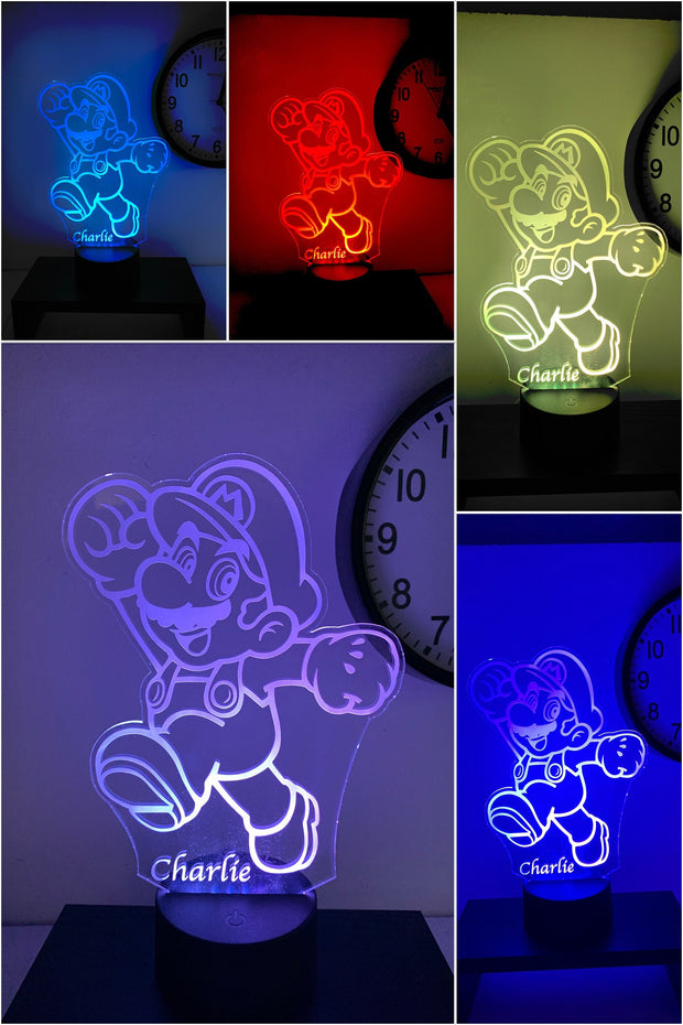 Mario Night Light Personalized 3D Illusion Smart APP Control 3D Illusion Night Light Bluetooth,Music,7&16M Color Mobile App,Made in UK