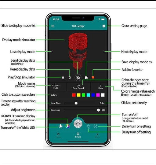 Mazda MX 5, personalisierter Mk1, 3D-Illusion, intelligente APP-Steuerung, 3D-Illusion, Nachtlicht, Bluetooth, Musik, 7&amp;16M Color Mobile App