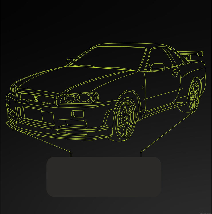 Meine personalisierte Skyline R34 GT-R 3D Illusion Smart APP Control 3D Illusion Nachtlicht Bluetooth, Musik, 7 &amp; 16M Farbe Mobile App,