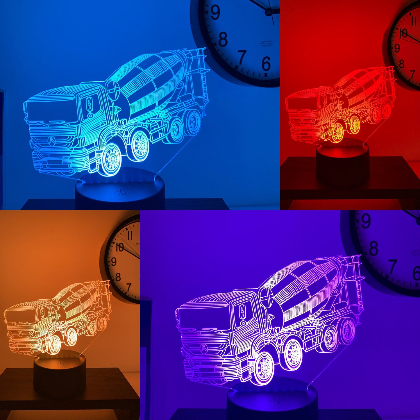 Betonmischer-LKW, 3D-Illusion, intelligente APP-Steuerung, 3D-Illusion, Nachtlicht, Bluetooth, Musik, 7 und 16 Millionen Farben, mobile App, hergestellt in Großbritannien